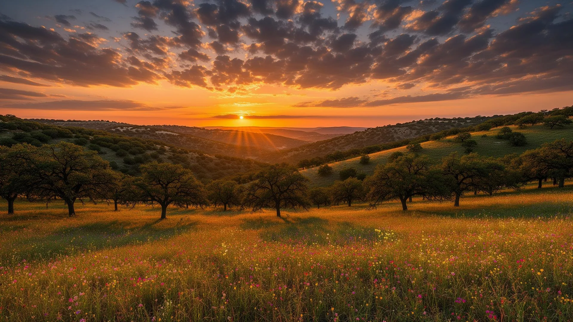 Hunting landscape at golden hour